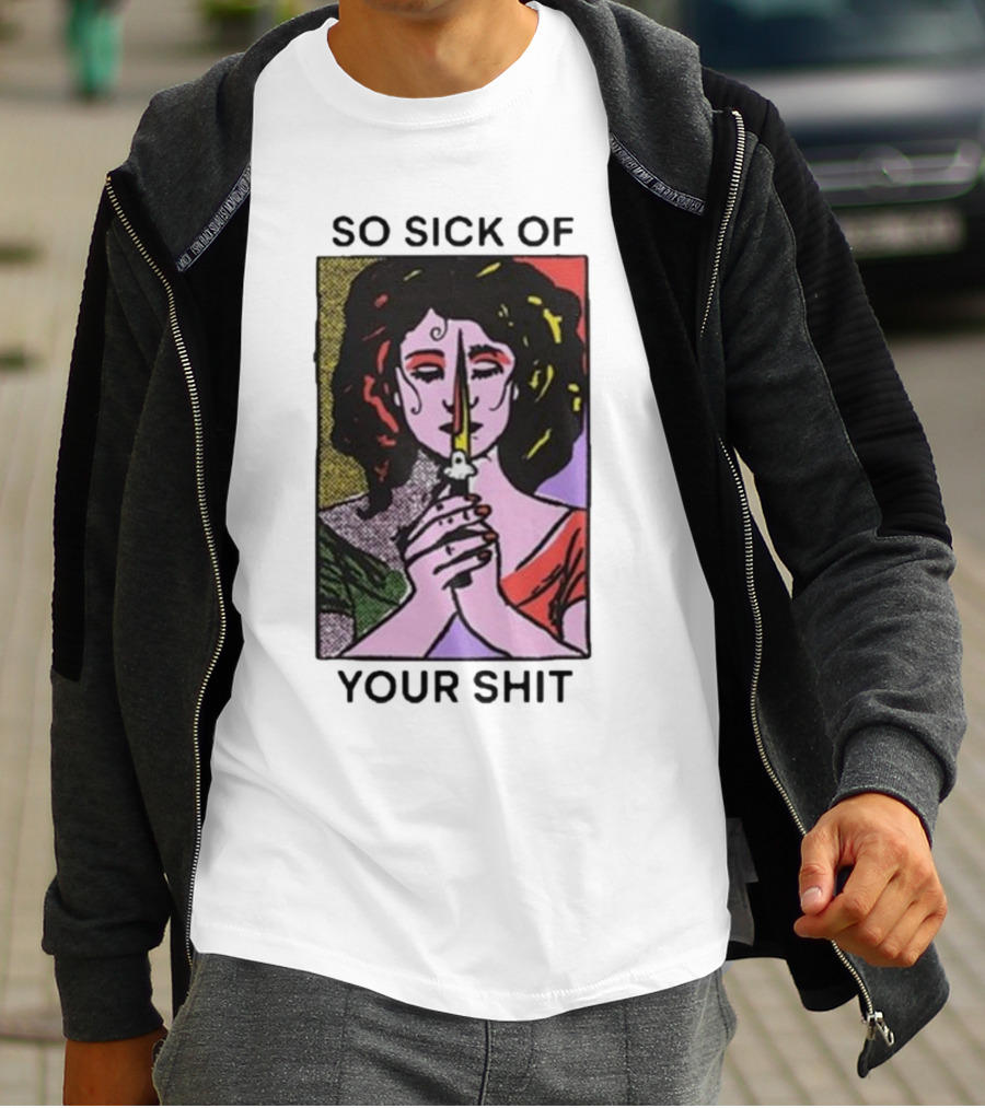 So Sick Of Your Shit Woman Holding Knife Colorful Pop T-Shirt