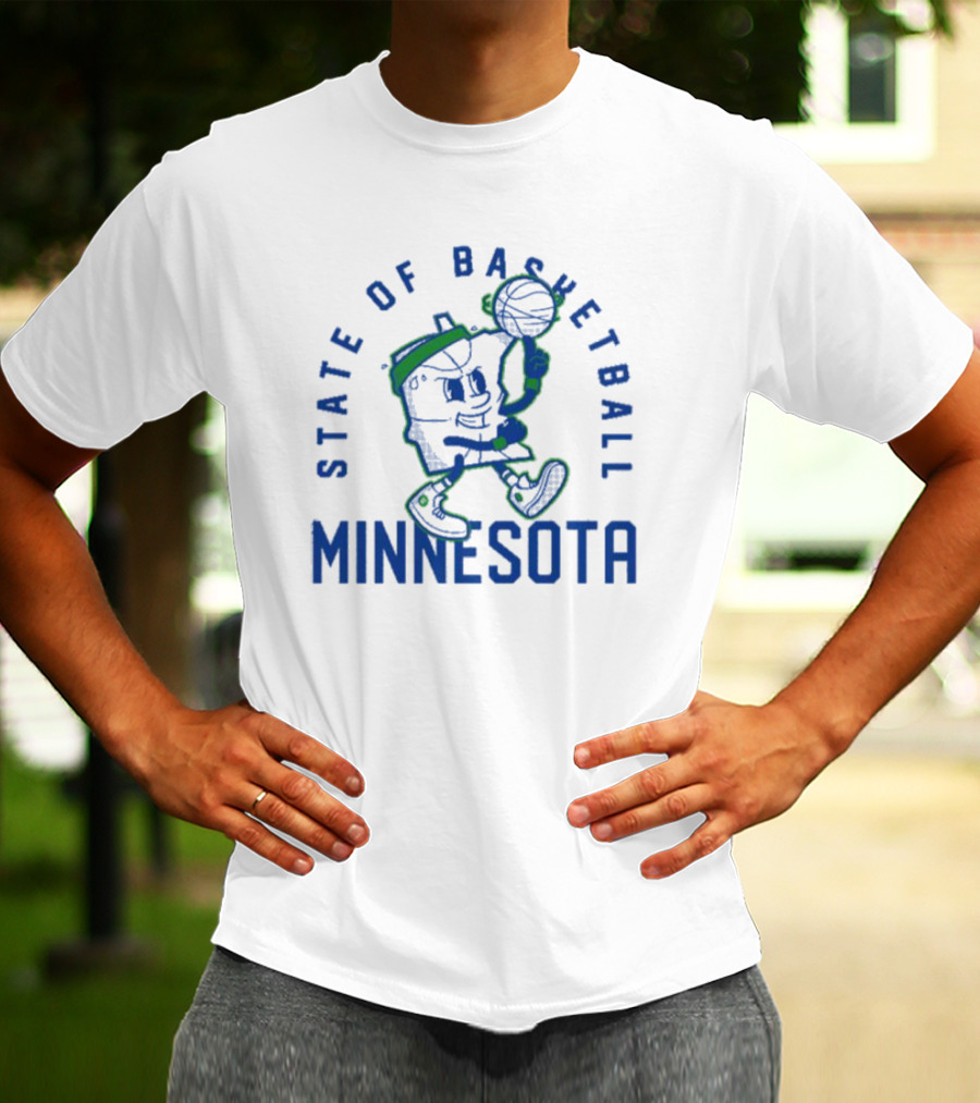 Minnesota State Of Basketball Retro Cartoon T-Shirt