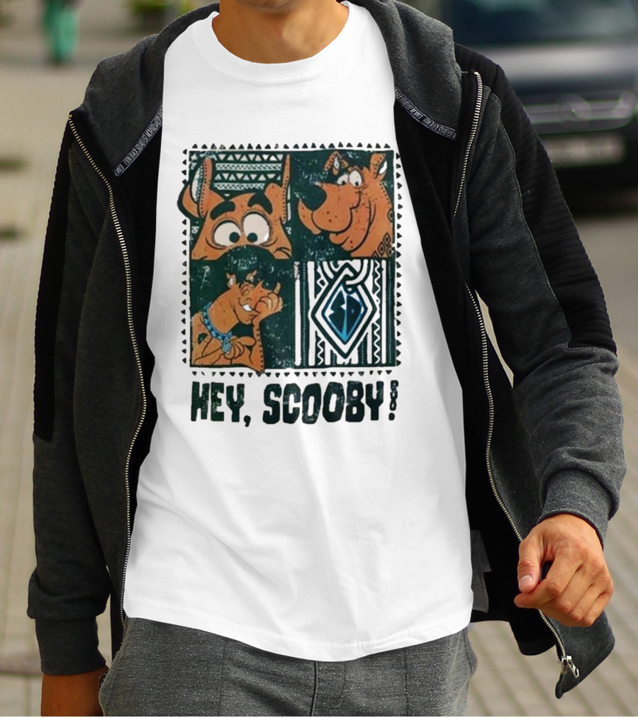 Scooby Doo Hey Scooby With Geometric Patterns And Scooby-Doo Facials T-Shirt