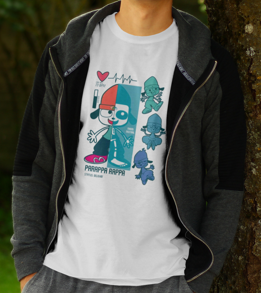 Parappa Rappa X-Ray Mood Neutral Status Believin Retro Video Game Character Graphics T-Shirt