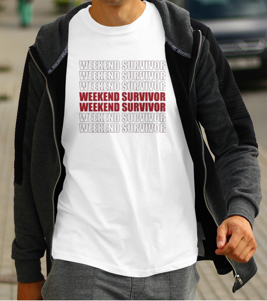 Weekend Survivor Bold Repeated Text T-Shirt