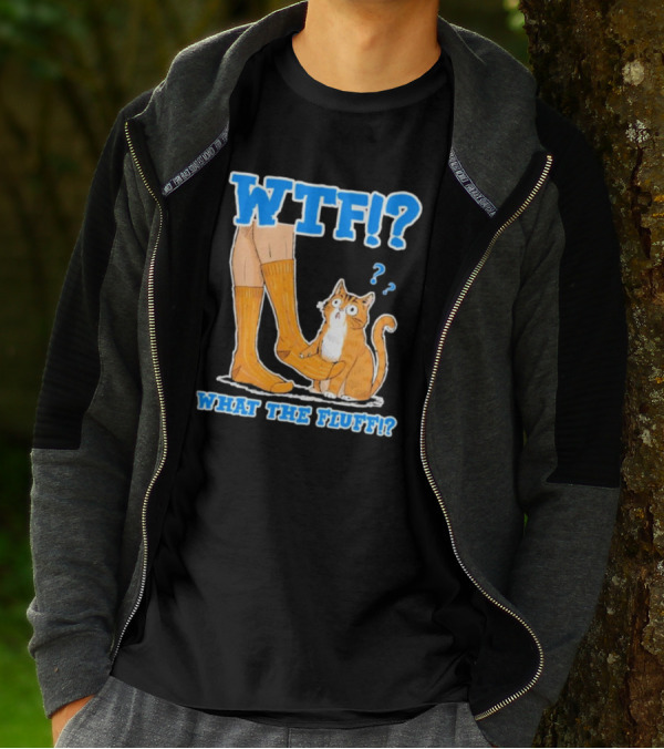 WTF What The Fluff Funny Cat Meme Confused Cat With Socks T-Shirt