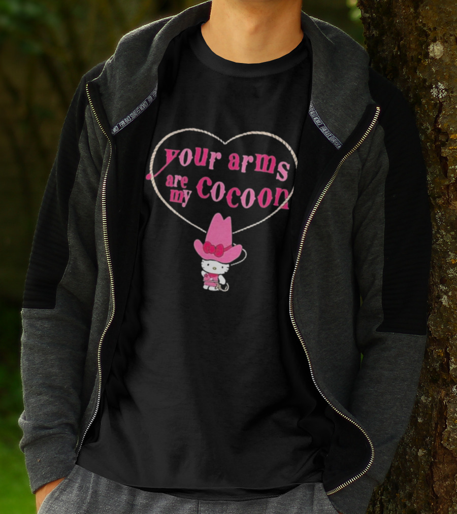 Your Arms Are My Cocoon Hello Kitty Cowboy Hat Rope Heart T-Shirt