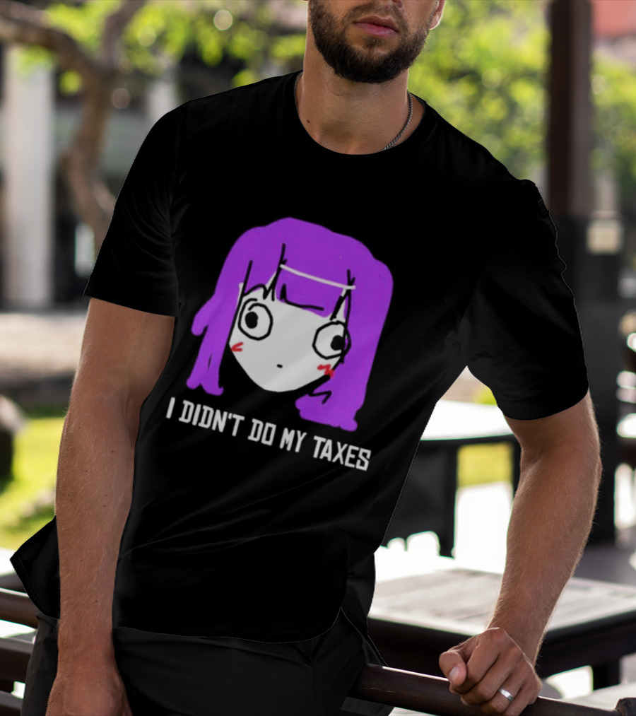 Jusagi Chan I Didn’t Do My Taxes Anime Style Purple Hair Sketch T-Shirt