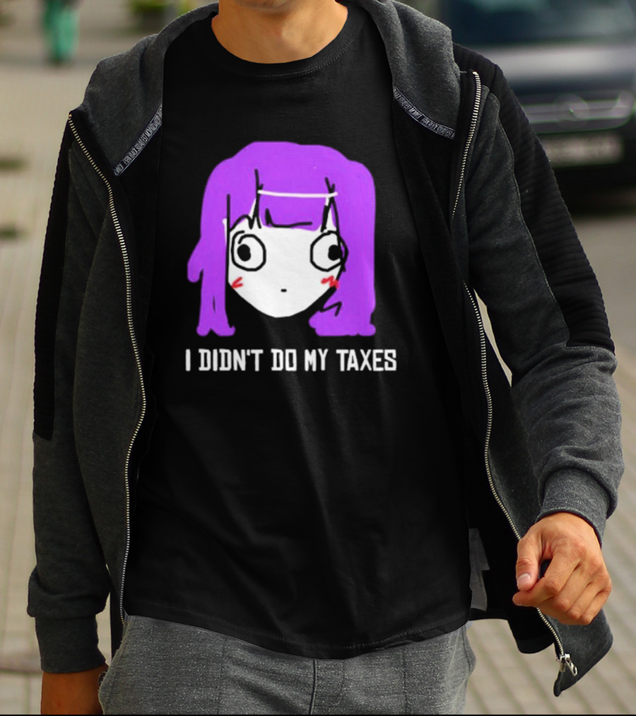 Jusagi Chan I Didn’t Do My Taxes Anime Style Purple Hair Sketch T-Shirt