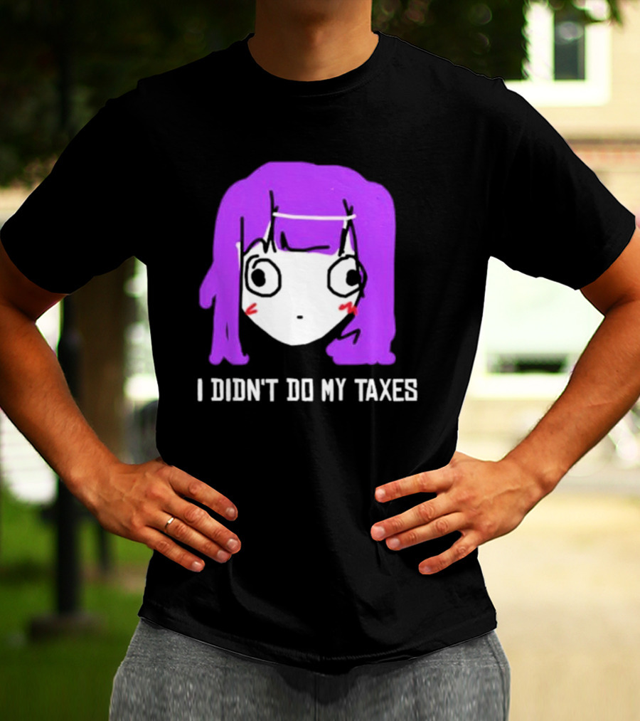 Jusagi Chan I Didn’t Do My Taxes Anime Style Purple Hair Sketch T-Shirt