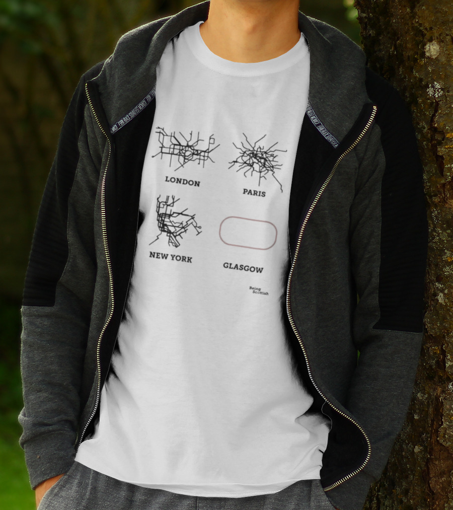 London Paris New York Subway Maps Glasgow Being Scottish T-Shirt