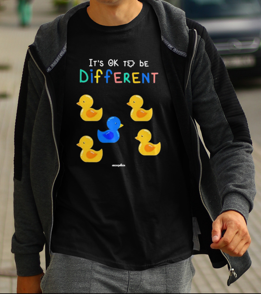 It's OK To Be Different Cute Yellow And Blue Ducklings T-Shirt