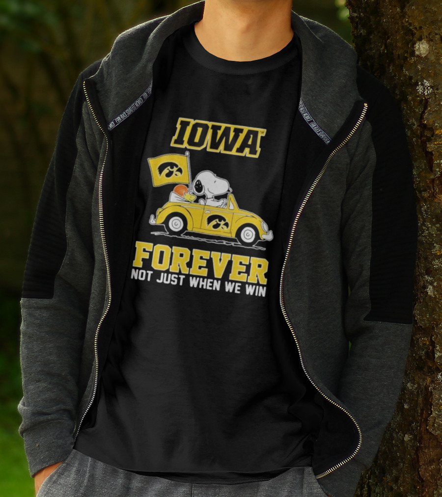 Iowa Hawkeyes Snoopy And Woodstock Car Forever Not Just When We Win T-Shirt