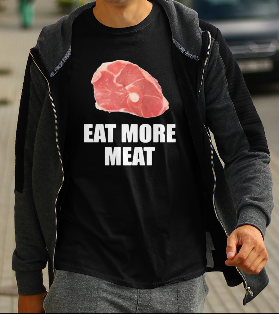 Oscar De La Hoya Wearing Eat More Meat Steak Slice T-Shirt