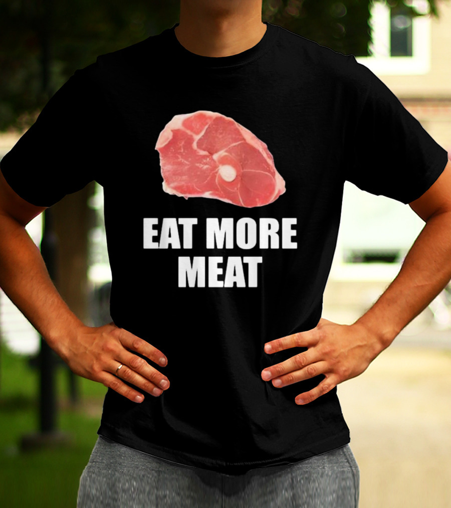 Oscar De La Hoya Wearing Eat More Meat Steak Slice T-Shirt