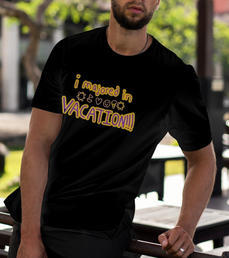 Wes10 Weston Koury I Majored In Vacation Icons Sun Heart Smiley Cone T-Shirt