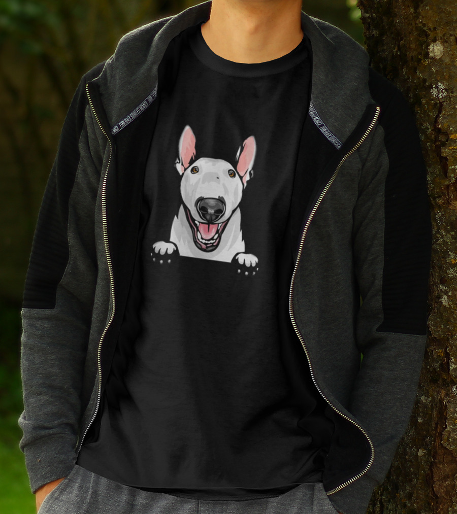 Animal Dog Bull Terrier Peeking With Ears And Nose T-Shirt