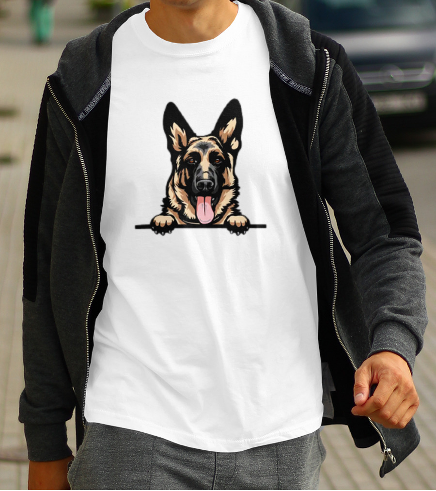German Shepherd Dog Peeking Design Animal R5fvgb Color T-Shirt