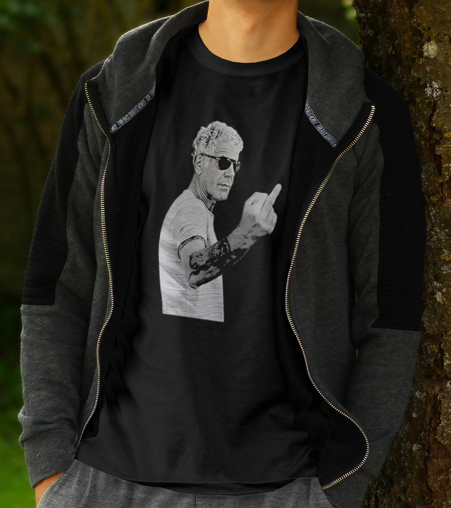Anthony Bourdain Iconic Middle Finger Gesture T-Shirt
