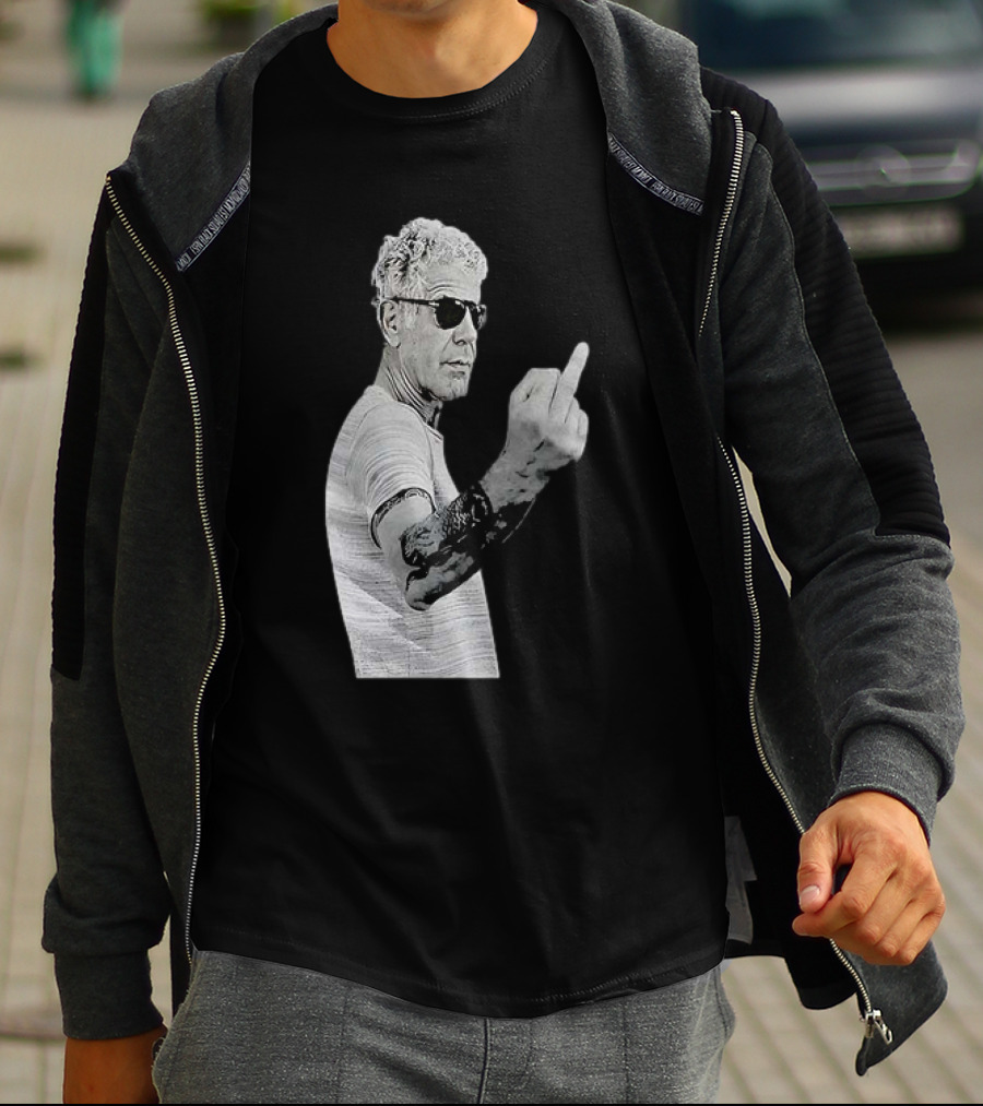 Anthony Bourdain Iconic Middle Finger Gesture T-Shirt