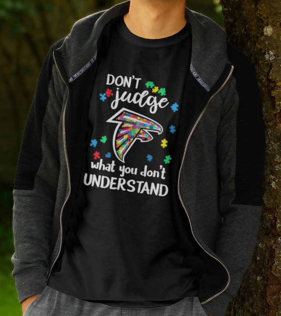 Atlanta Falcons Don't Judge What You Don't Understand Autism Puzzle Pieces T-Shirt