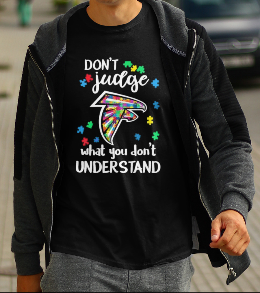 Atlanta Falcons Don't Judge What You Don't Understand Autism Puzzle Pieces T-Shirt