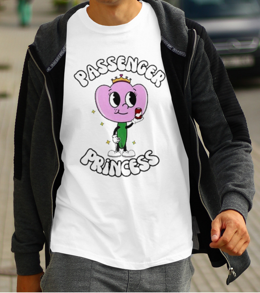 Passenger Princess Doublecrossco Cartoon Character With Crown And Drink T-Shirt