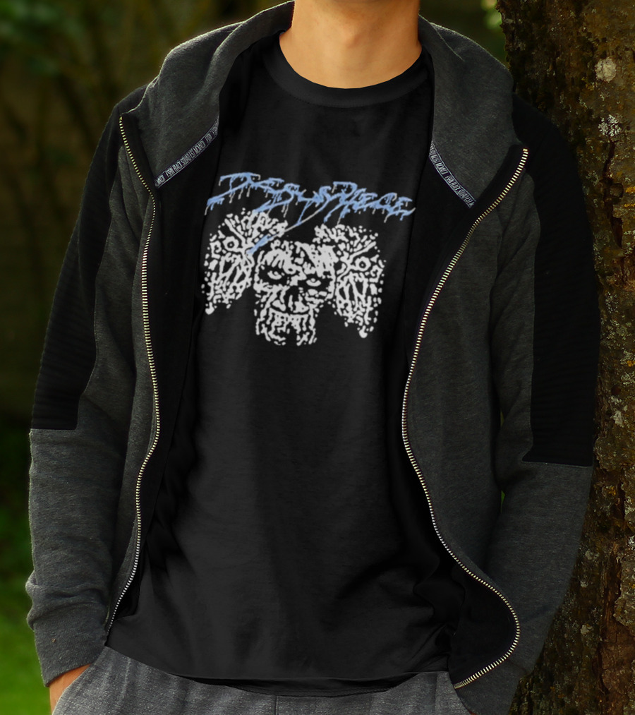 Coldcuts Jesus Piece Three Skulls Distorted Typography T-Shirt
