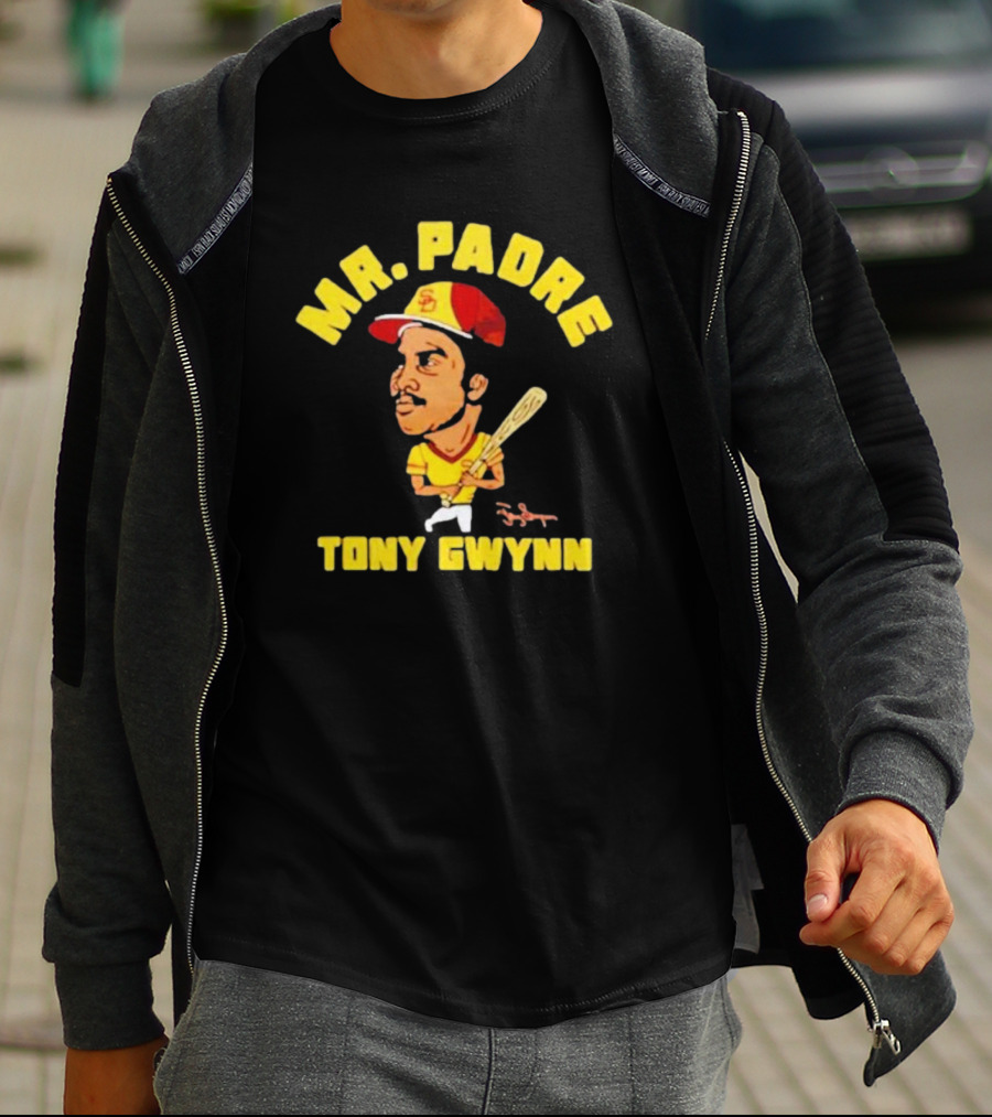 MR. PADRE TONY GWYNN SIGNATURE SAN DIEGO BASEBALL PLAYER CARTOON T-Shirt