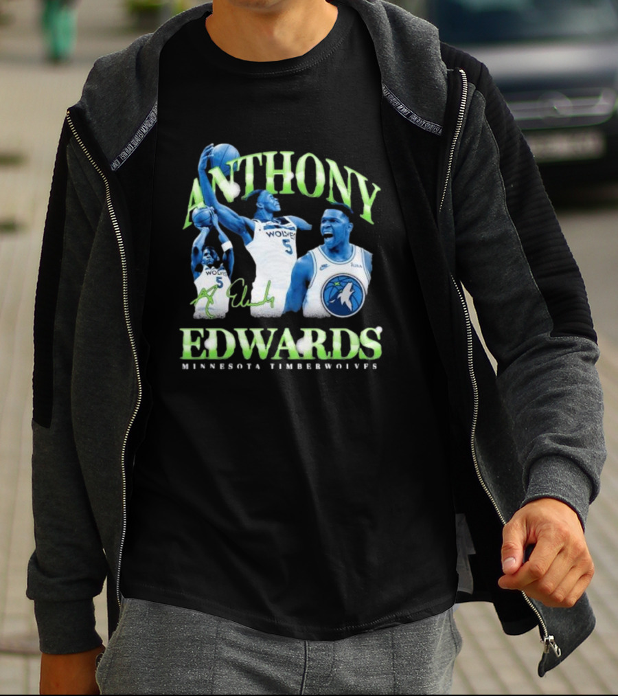 Anthony Edwards Wolves Minnesota Timberwolves 90s Retro T-Shirt
