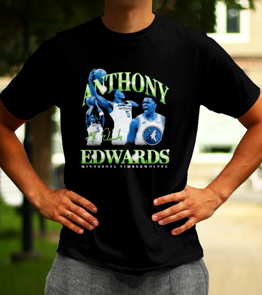 Anthony Edwards Wolves Minnesota Timberwolves 90s Retro T-Shirt