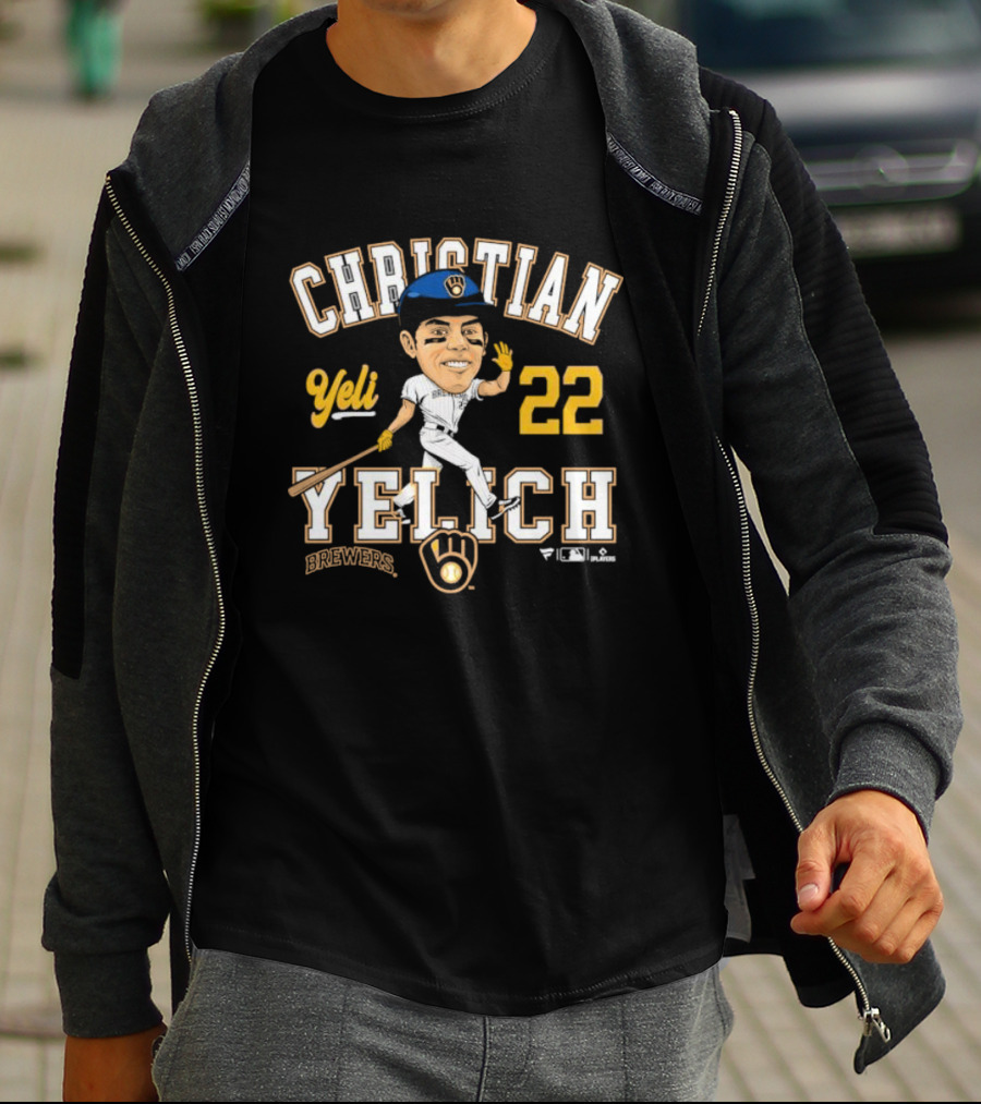 Christian Yelich Milwaukee Brewers Yeli 22 Caricature Players T-Shirt