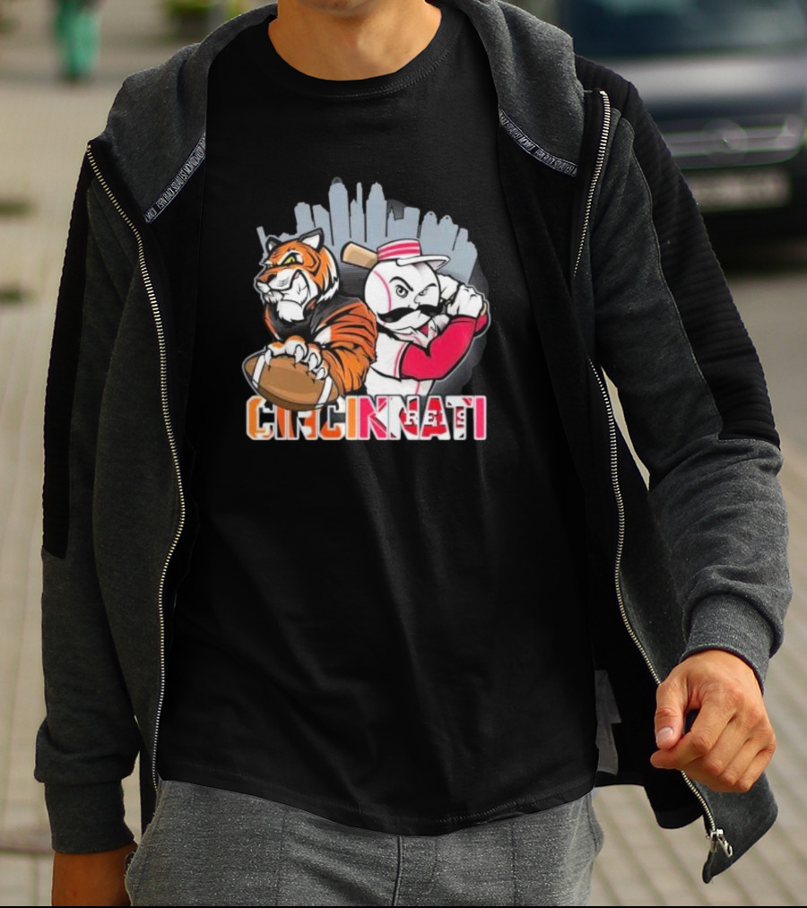 Cincinnati Reds Mr. Redlegs Cincinnati Bengals Tiger Mascot Fan Who Dey T-Shirt