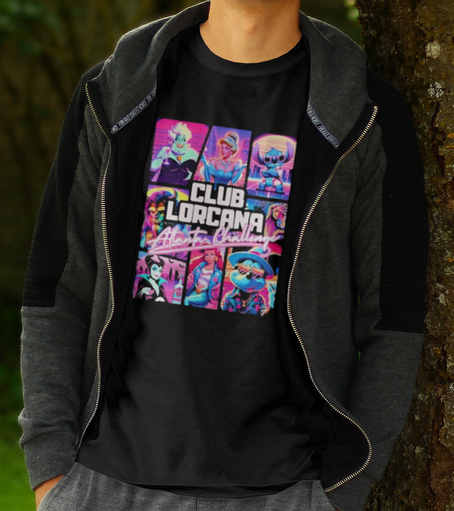 Club Lorcana Atlanta Challenge Ursula Cinderella Stitch 80s Neon T-Shirt