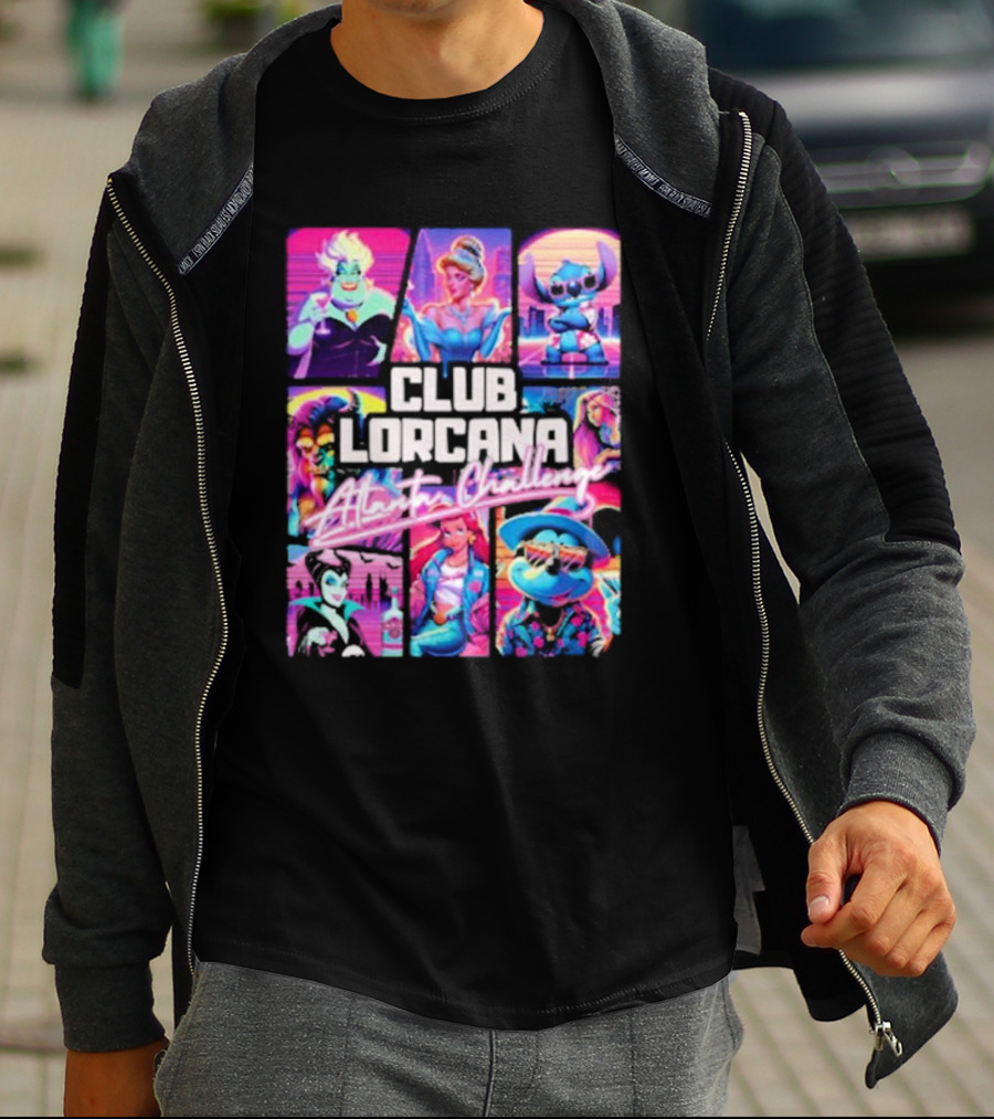 Club Lorcana Atlanta Challenge Ursula Cinderella Stitch 80s Neon T-Shirt