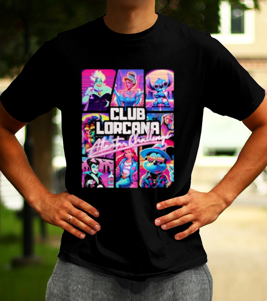 Club Lorcana Atlanta Challenge Ursula Cinderella Stitch 80s Neon T-Shirt