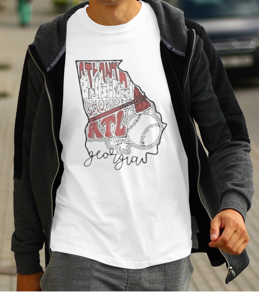 Atlanta Chop On ATL Georgia Baseball Map T-Shirt