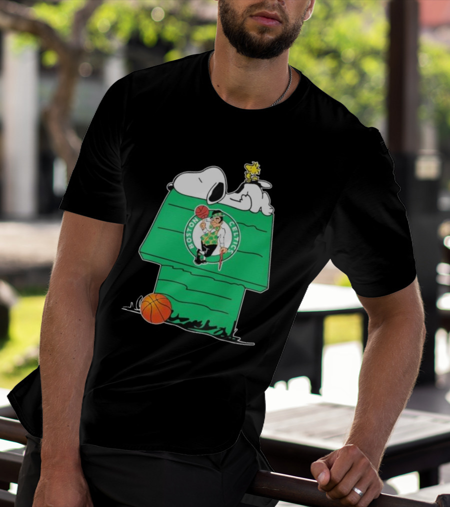 Peanuts Snoopy Woodstock Boston Celtics Basketball House T-Shirt