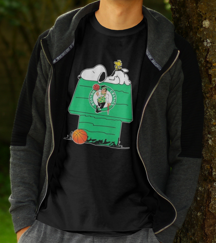 Peanuts Snoopy Woodstock Boston Celtics Basketball House T-Shirt