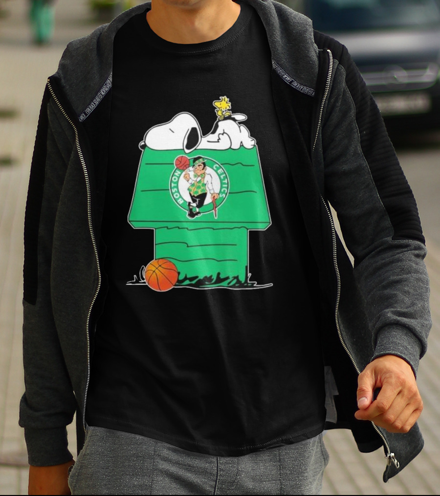 Peanuts Snoopy Woodstock Boston Celtics Basketball House T-Shirt