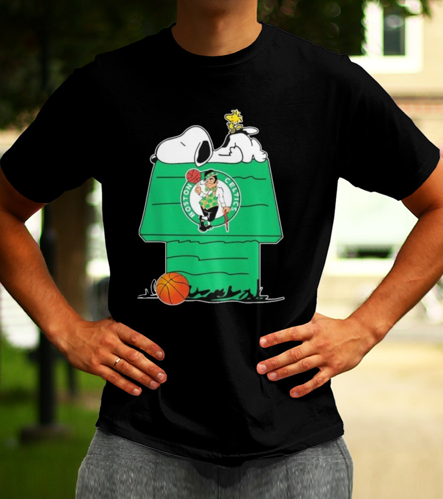Peanuts Snoopy Woodstock Boston Celtics Basketball House T-Shirt