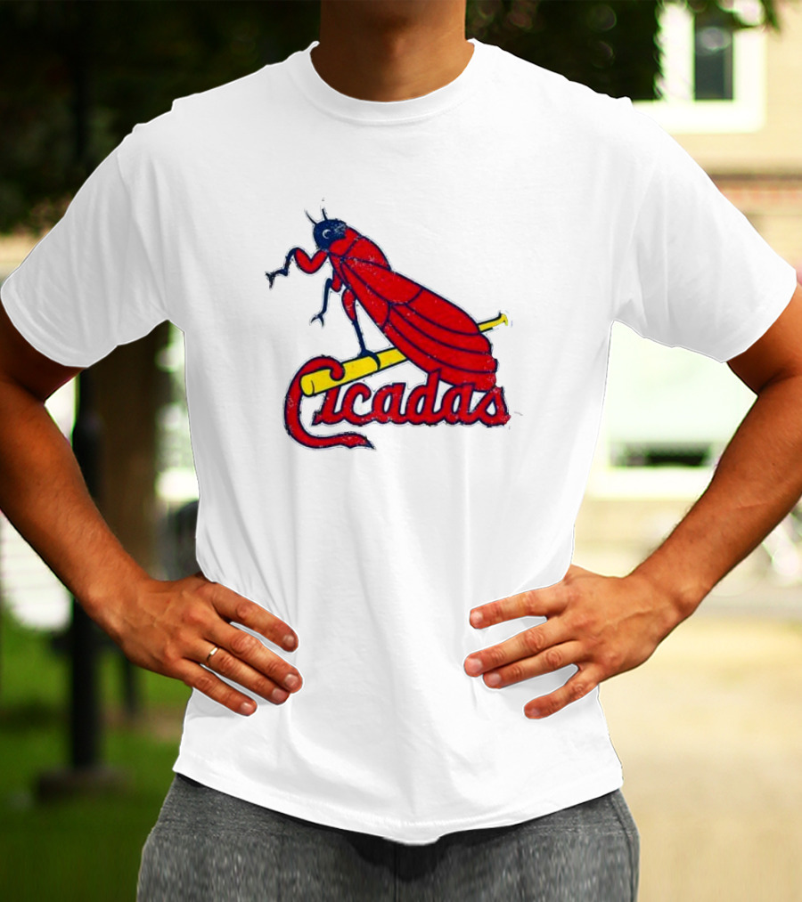 St. Louis Cicadas Red Insect Mascot Baseball Team T-Shirt