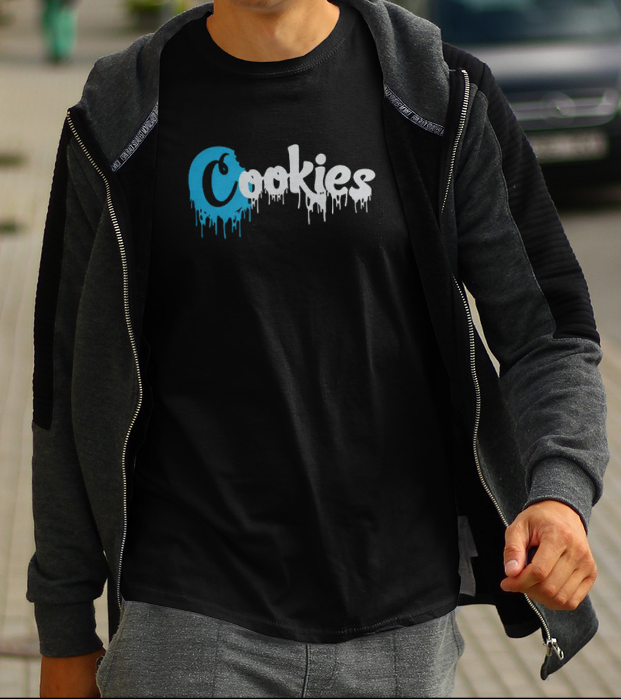 Cookies Dripping Text Blue T-Shirt