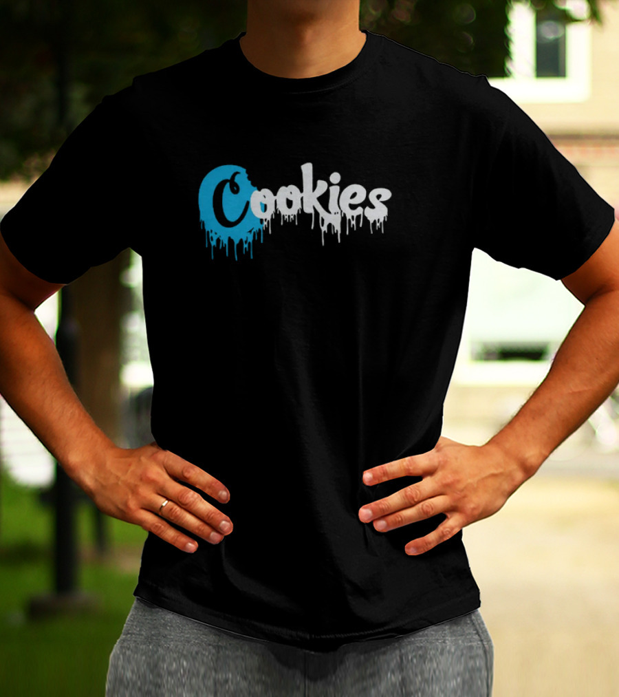 Cookies Dripping Text Blue T-Shirt