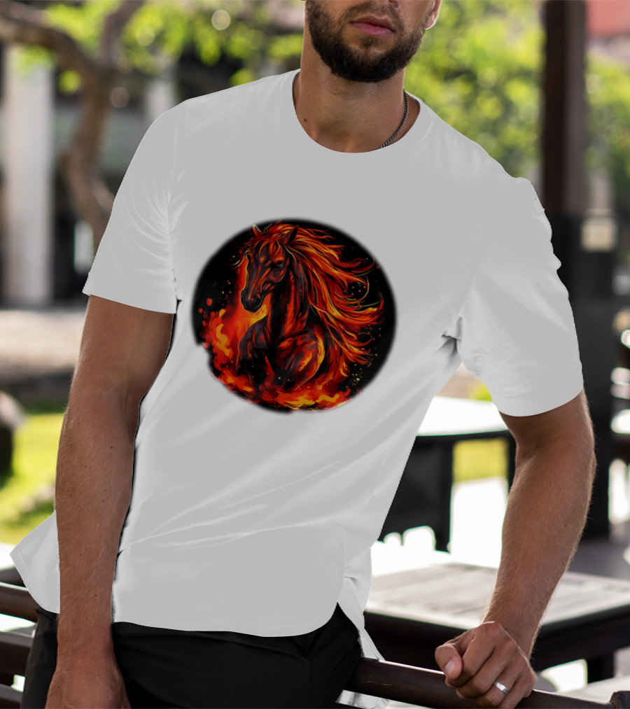 Fiery Horse With Flames For Funny Horse Lovers T-Shirt