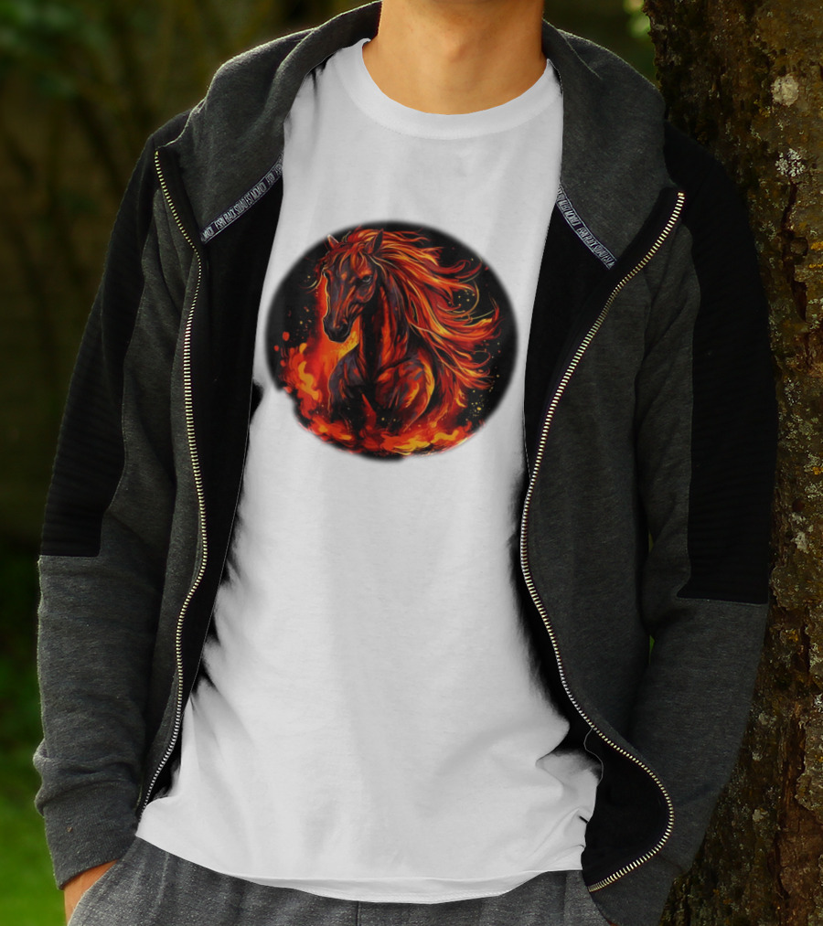 Fiery Horse With Flames For Funny Horse Lovers T-Shirt