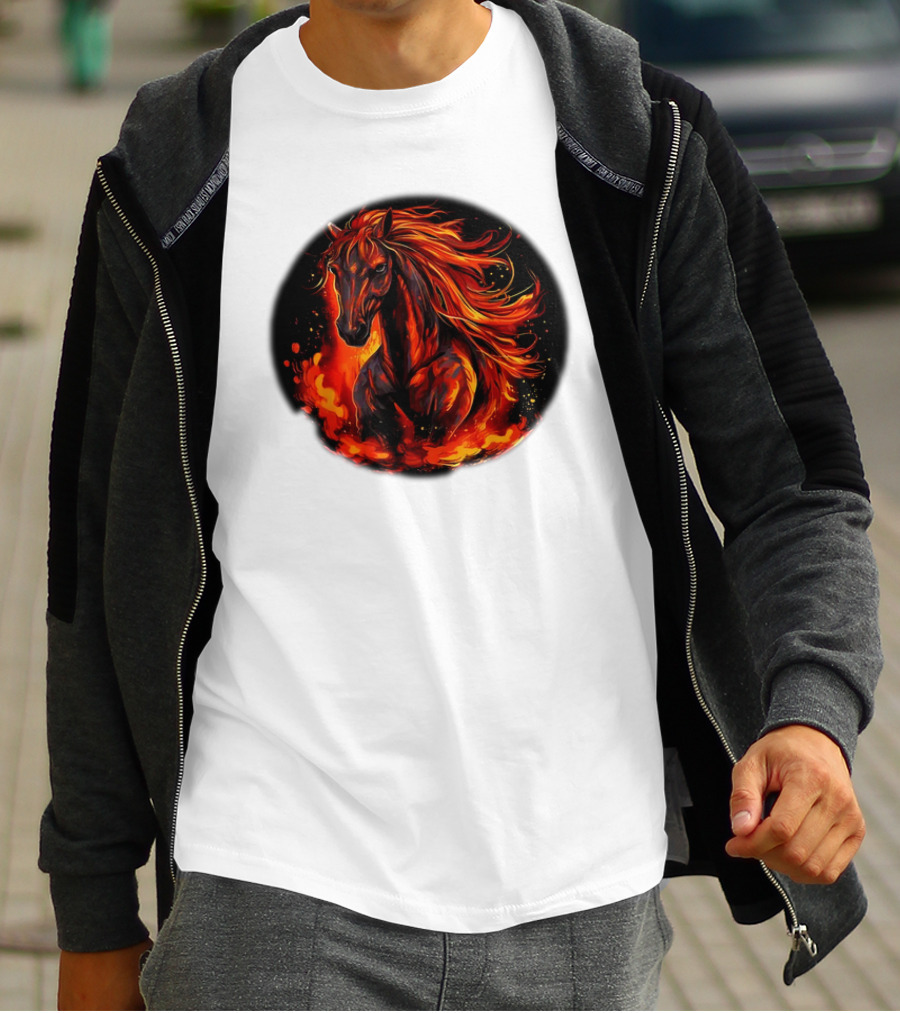 Fiery Horse With Flames For Funny Horse Lovers T-Shirt