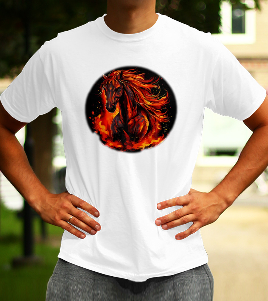 Fiery Horse With Flames For Funny Horse Lovers T-Shirt
