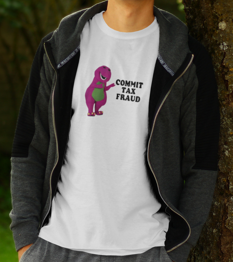 Commit Tax Fraud Purple Dinosaur Joke T-Shirt