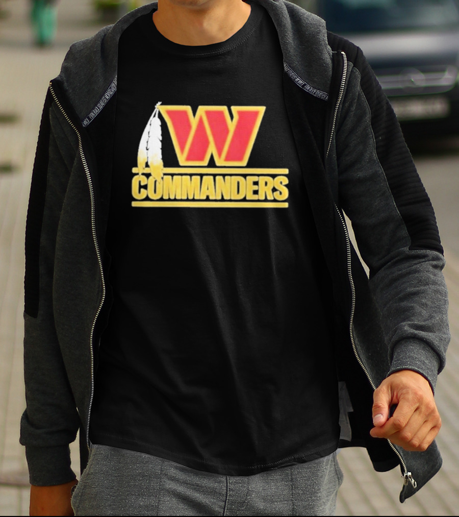 Coach Dan Quinn Commanders Logo W Feather T-Shirt