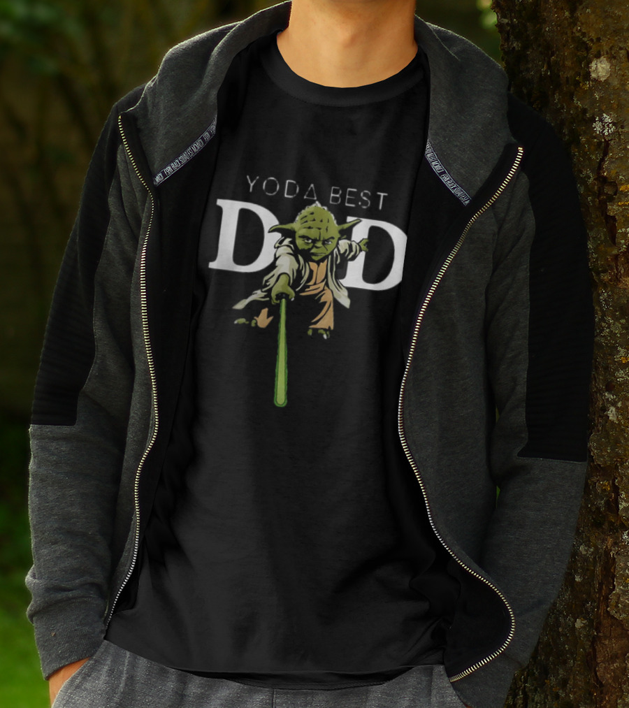 Yoda Best Dad Star Wars Fathers Day Green Lightsaber Jedi Master T-Shirt