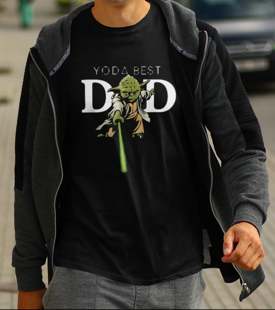 Yoda Best Dad Star Wars Fathers Day Green Lightsaber Jedi Master T-Shirt