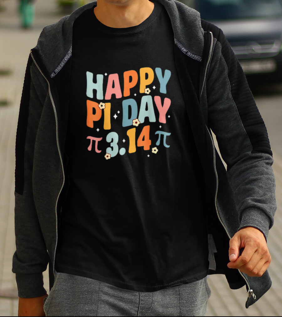 Happy Pi Day 3.14 Groovy Math Teacher T-Shirt