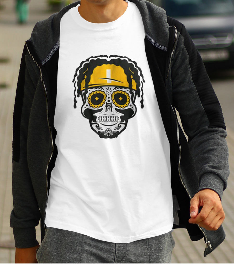 Justin Fields Pittsburgh Football Sugar Skull T-Shirt